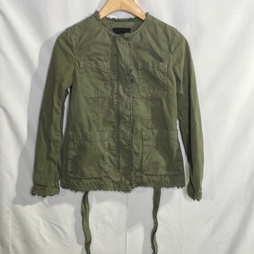 Banana Republic army green  collarless field jacket